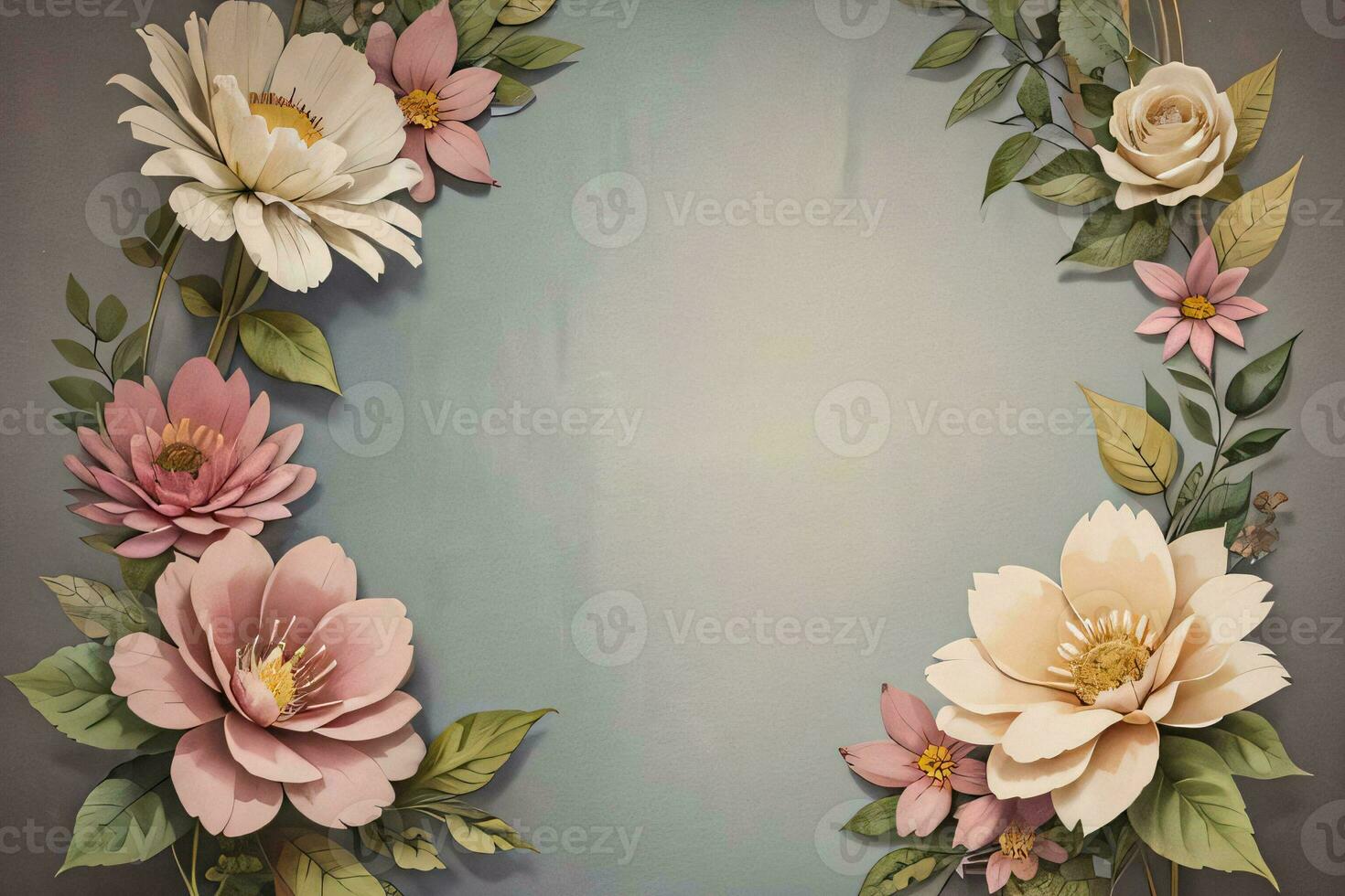 Vintage paper with flowers texture background photo