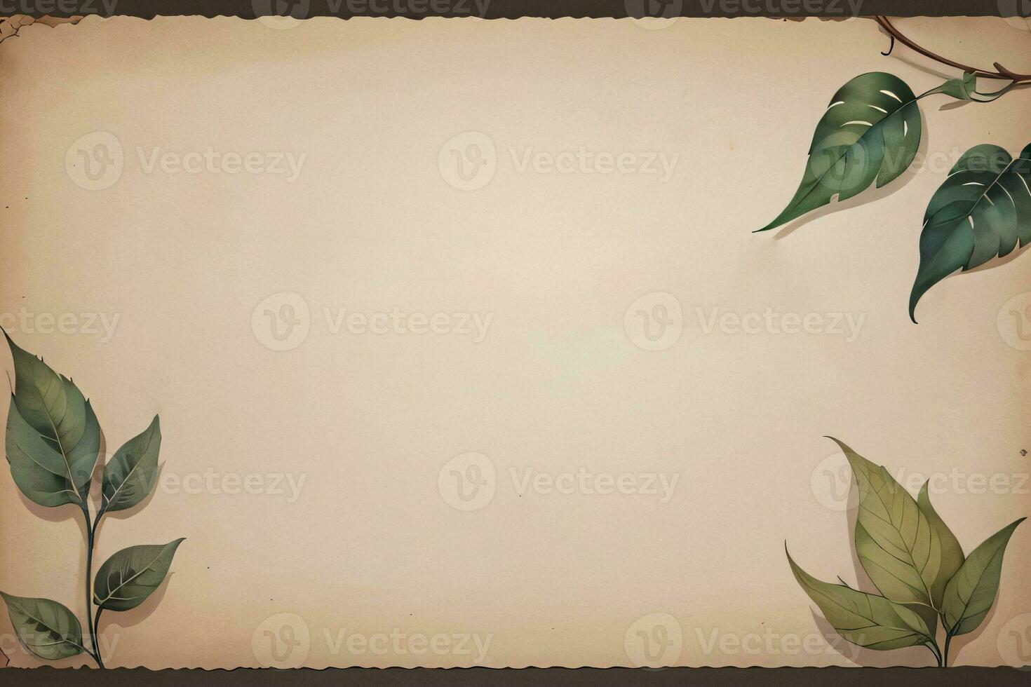 Vintage paper with leaves texture background photo