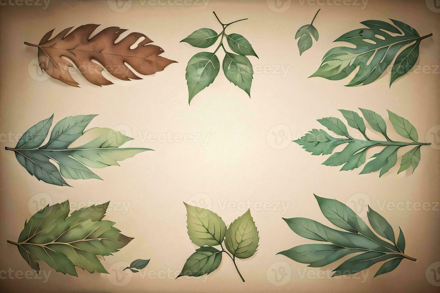 Vintage paper with leaves texture background photo