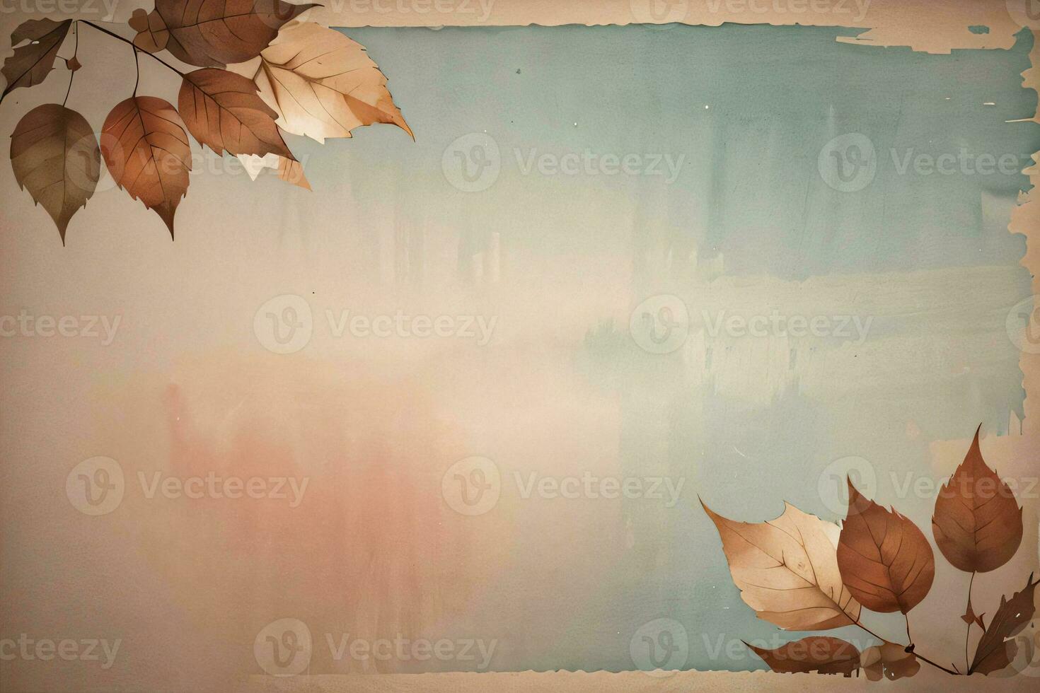 Vintage paper with leaves texture background photo