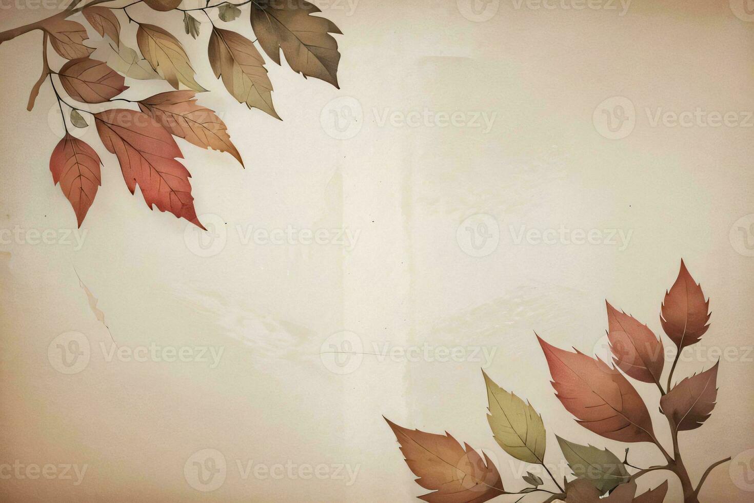 Vintage paper with leaves texture background photo