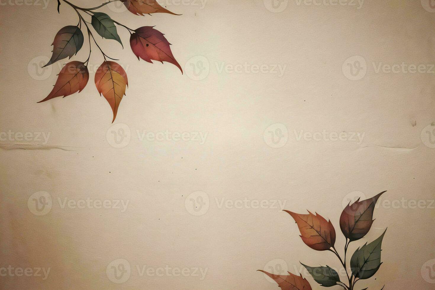 Vintage paper with leaves texture background photo