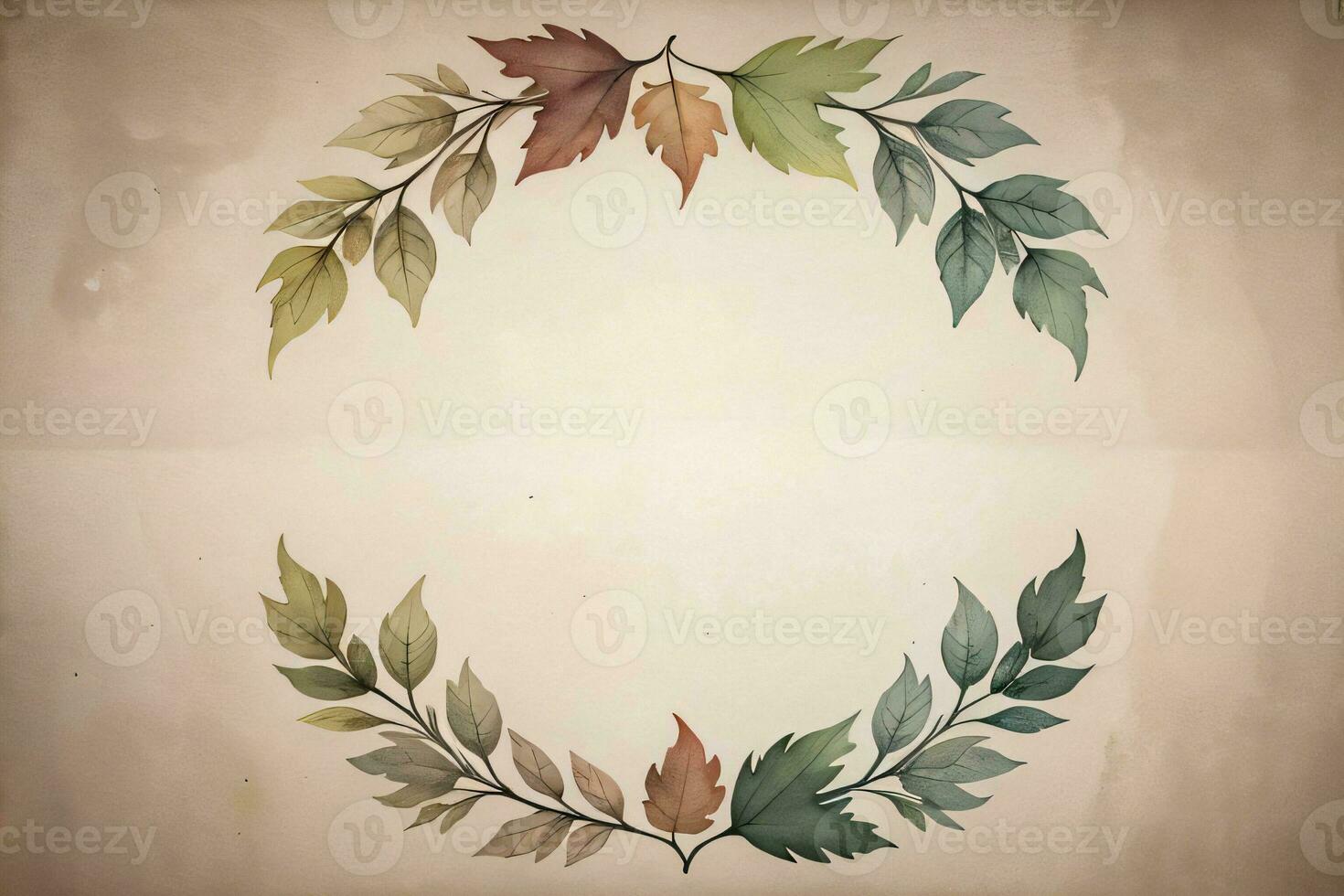 Vintage paper with leaves texture background photo