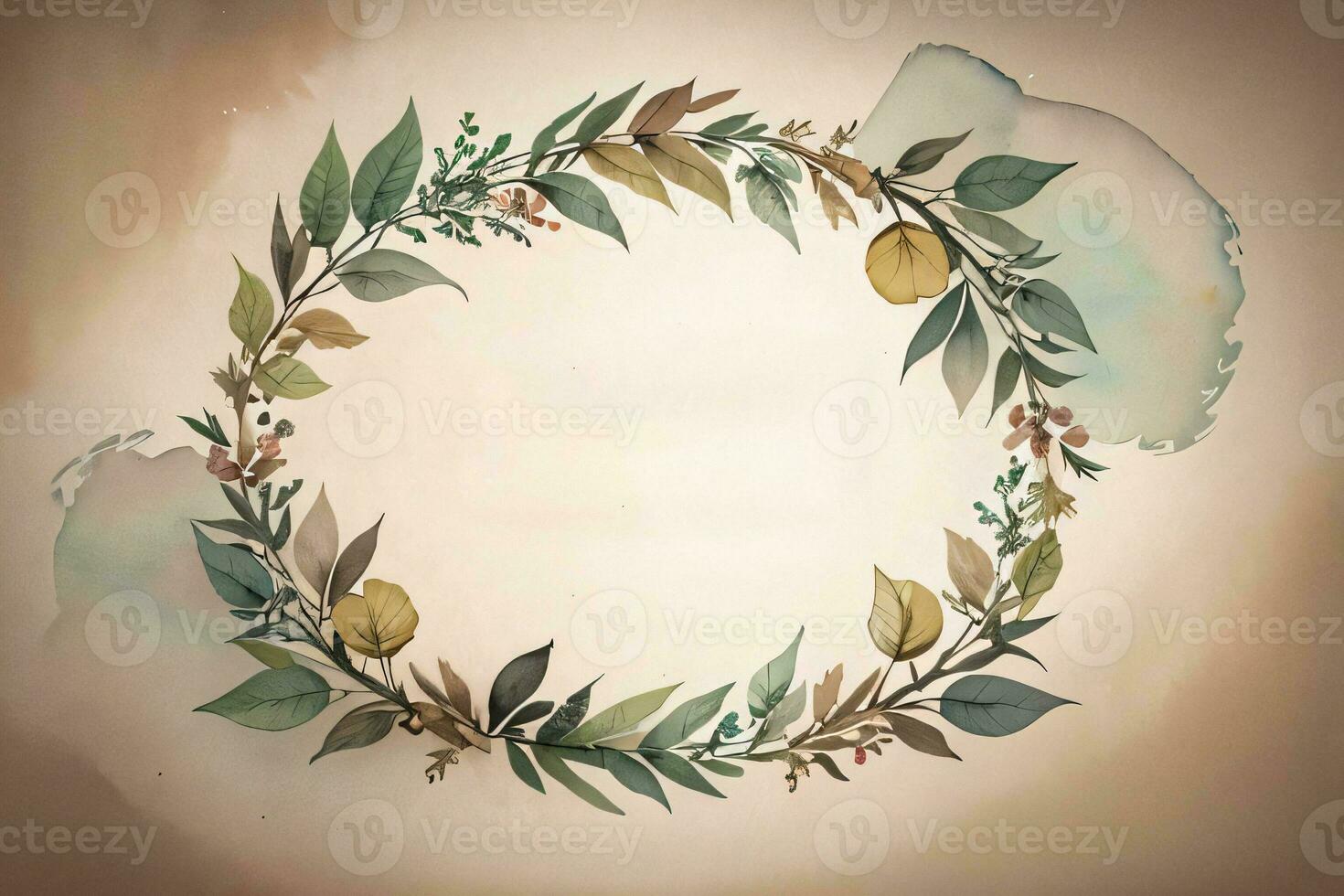 Vintage paper with leaves texture background photo