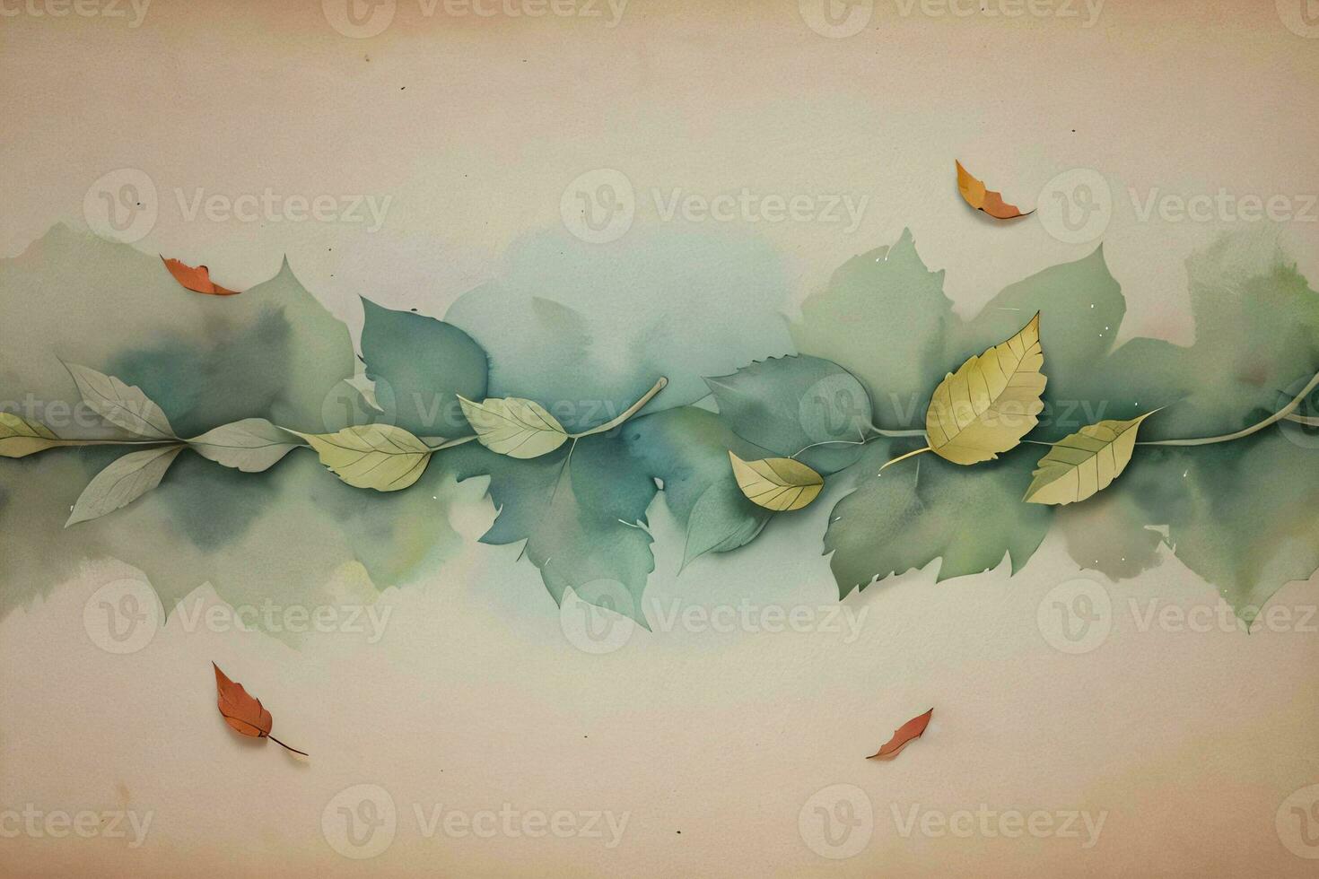 Vintage paper with leaves texture background photo