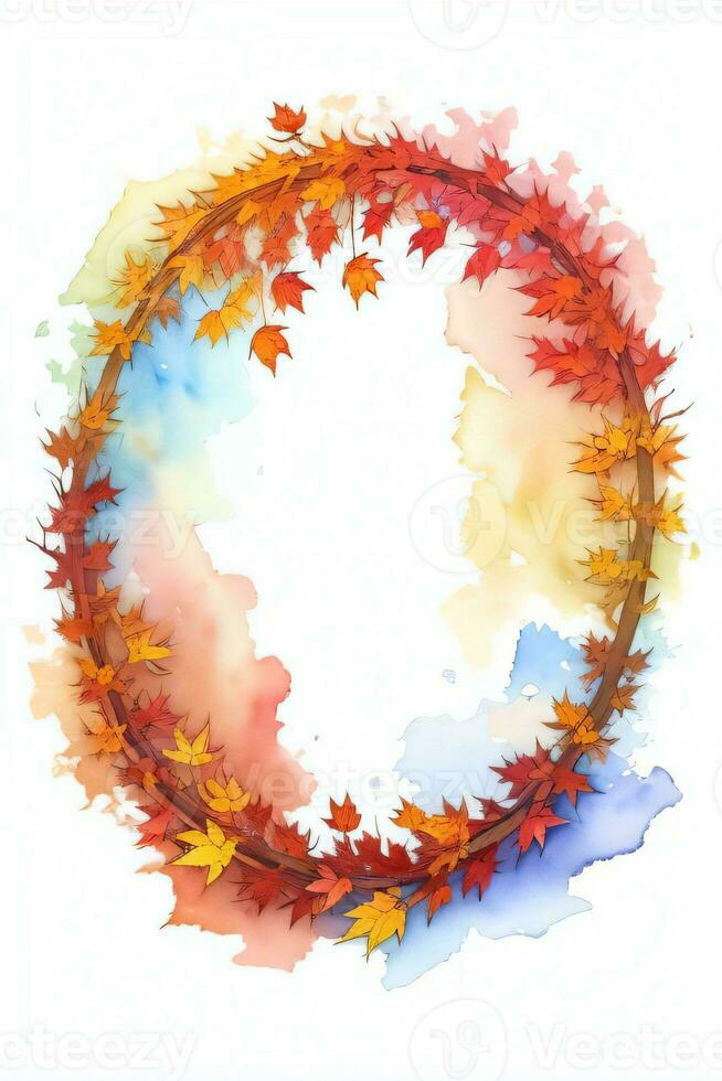 Watercolor Background for Text With Autumn Fall Leaves photo