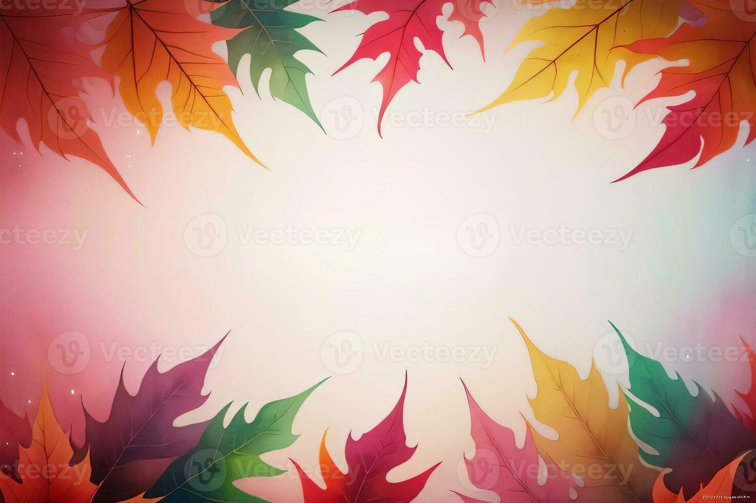 Watercolor Background for Text With Autumn Fall Leaves photo