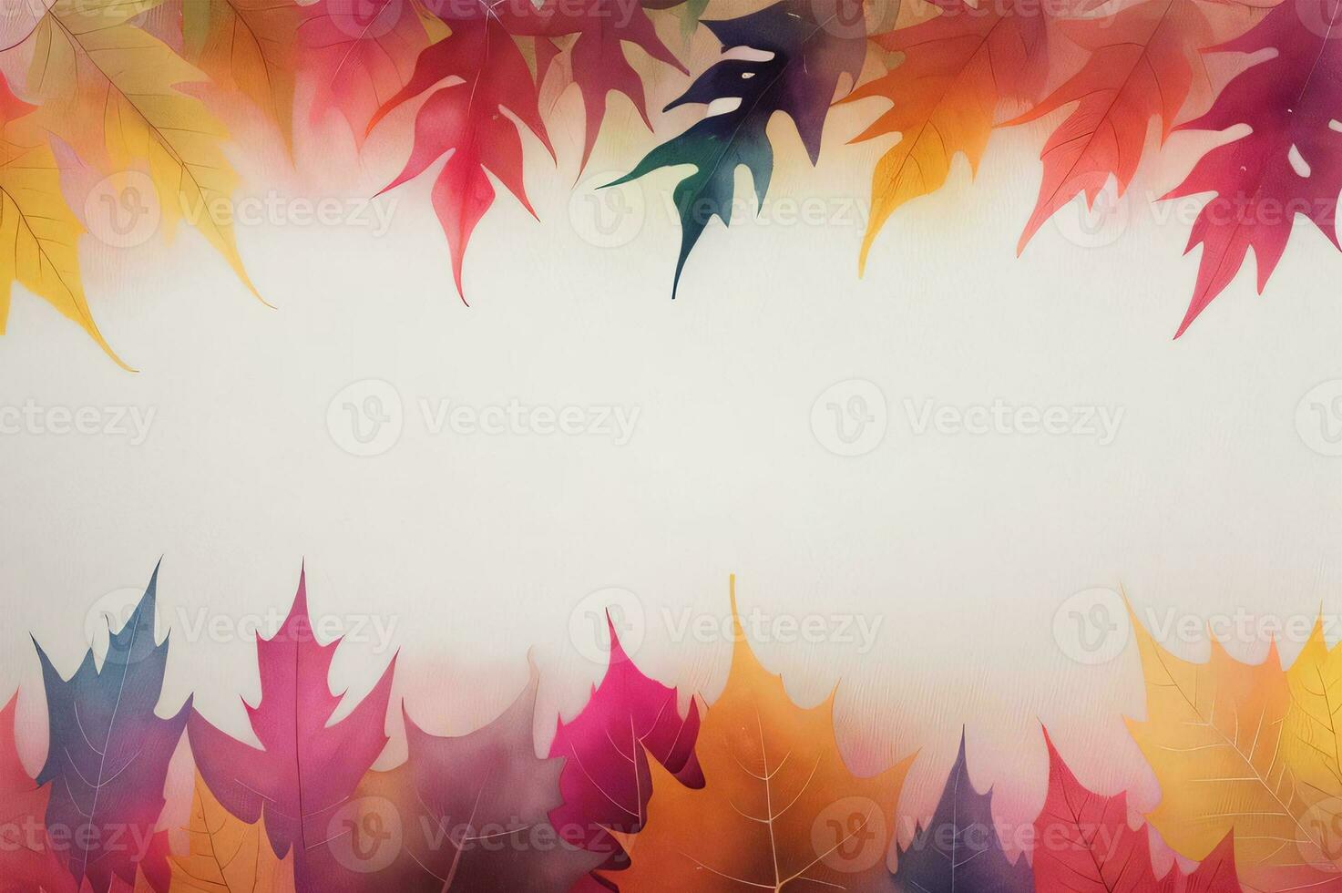 Watercolor Background for Text With Autumn Fall Leaves photo