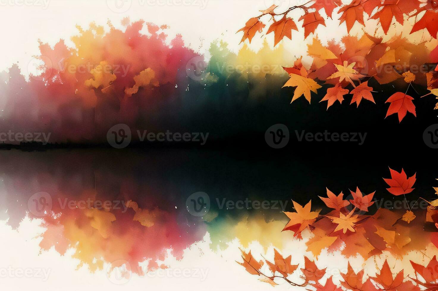 Watercolor Background for Text With Autumn Fall Leaves photo