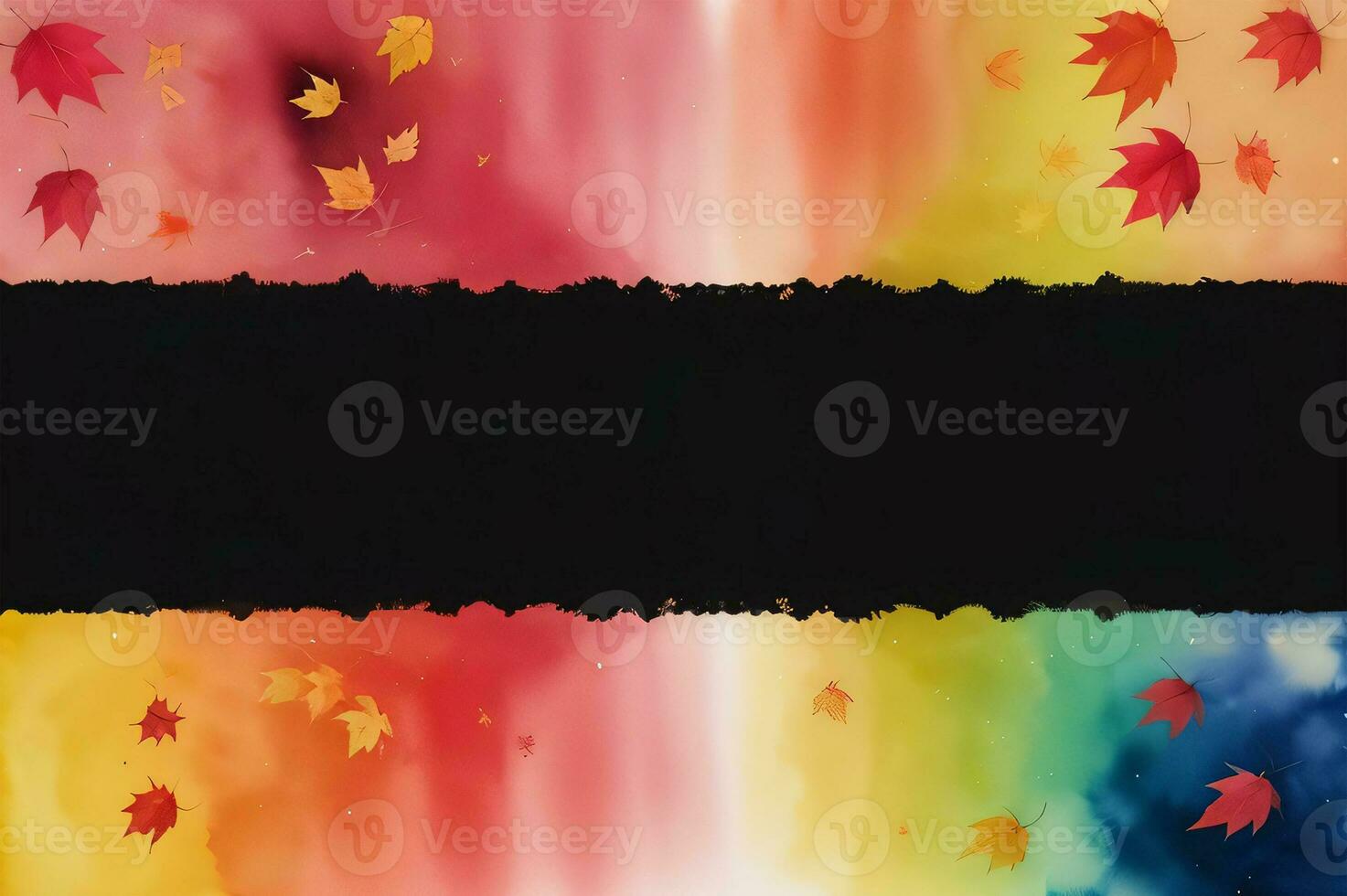 Watercolor Background for Text With Autumn Fall Leaves photo