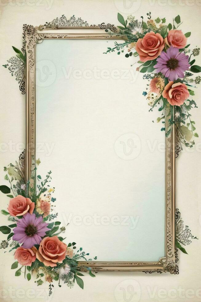 Clásico retro ambiente papel textura con acuarela flores foto