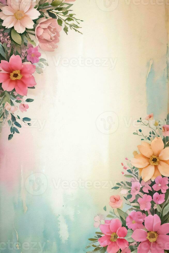 Clásico retro ambiente papel textura con acuarela flores foto