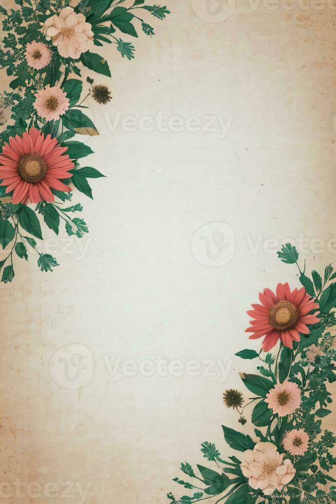 Clásico retro ambiente papel textura con acuarela flores foto