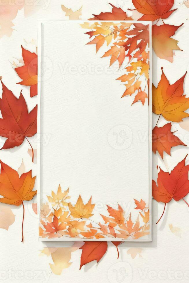 Background with Watercolor Fall Leaves photo