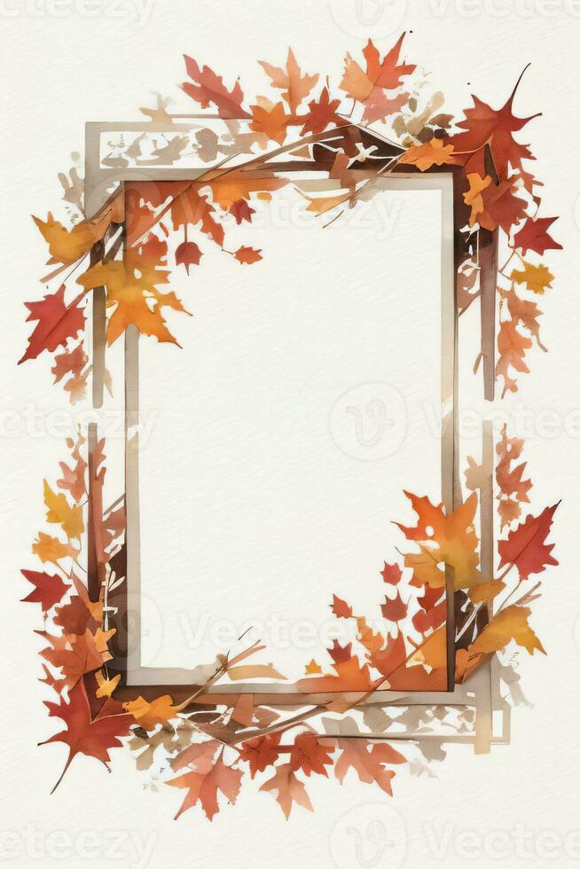 Background with Watercolor Fall Leaves photo