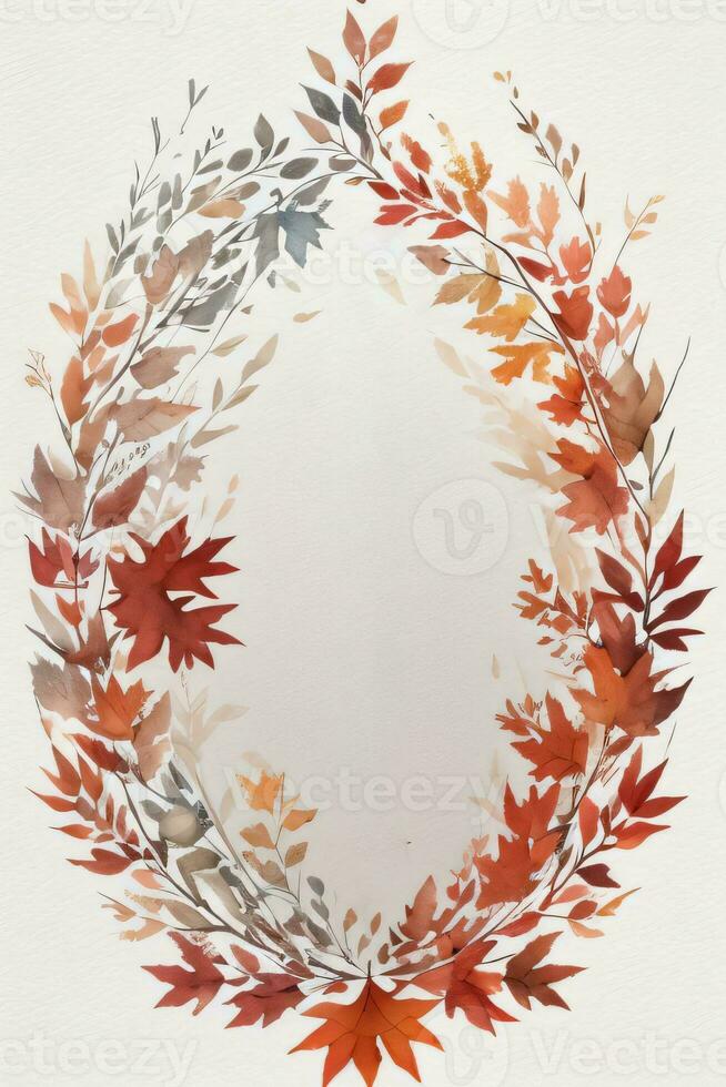 Background with Watercolor Fall Leaves photo