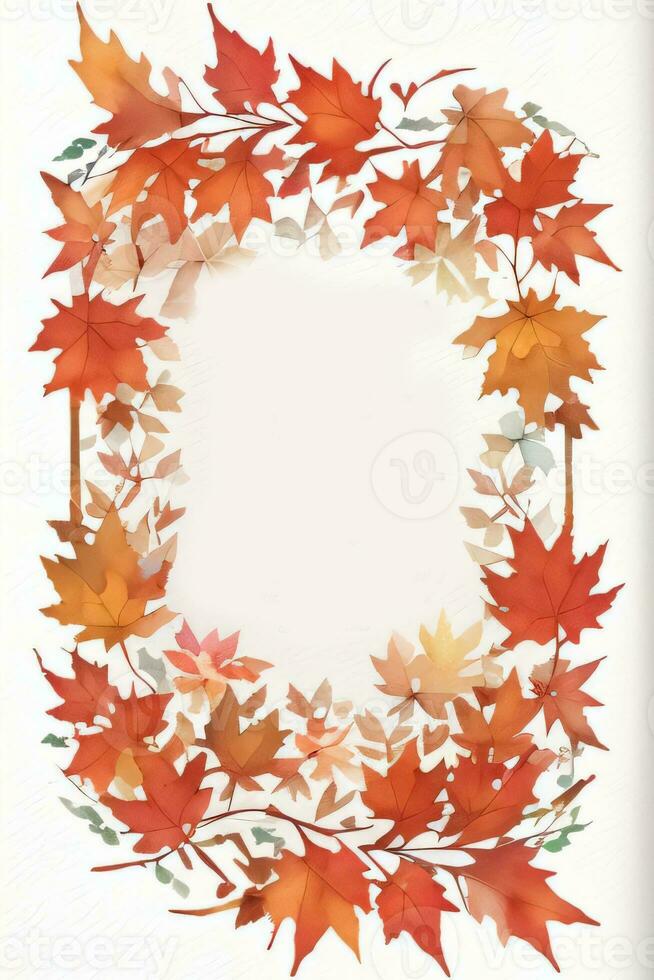 Background with Watercolor Fall Leaves photo