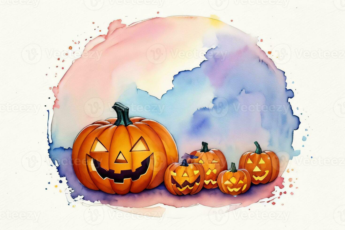 Watercolor Halloween Pumpkin Background photo