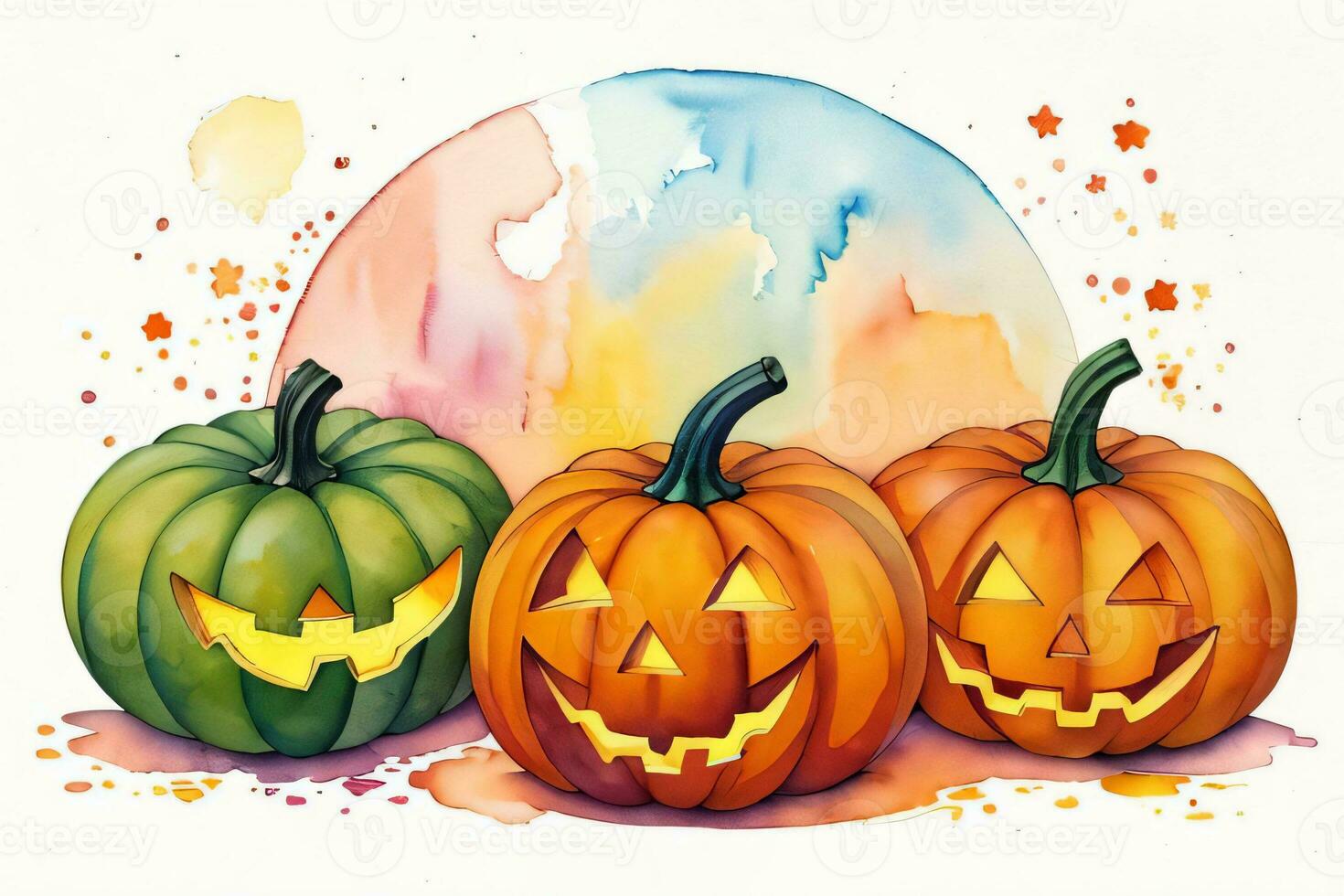 Watercolor Halloween Pumpkin Background photo