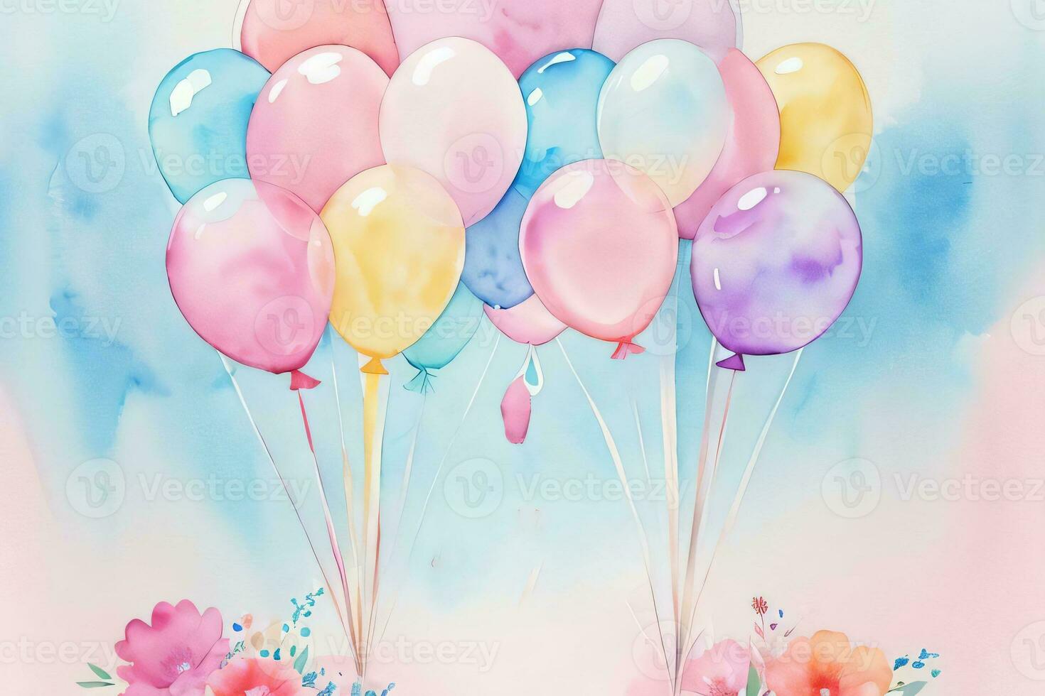 Watercolor Birthday Background photo