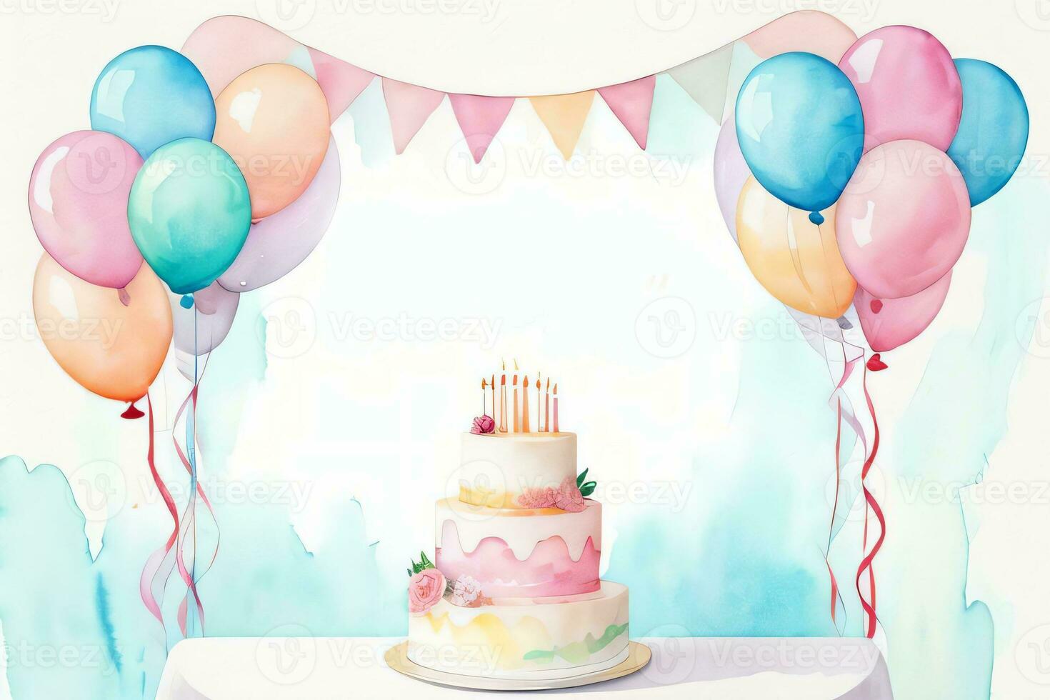 Watercolor Birthday Background photo