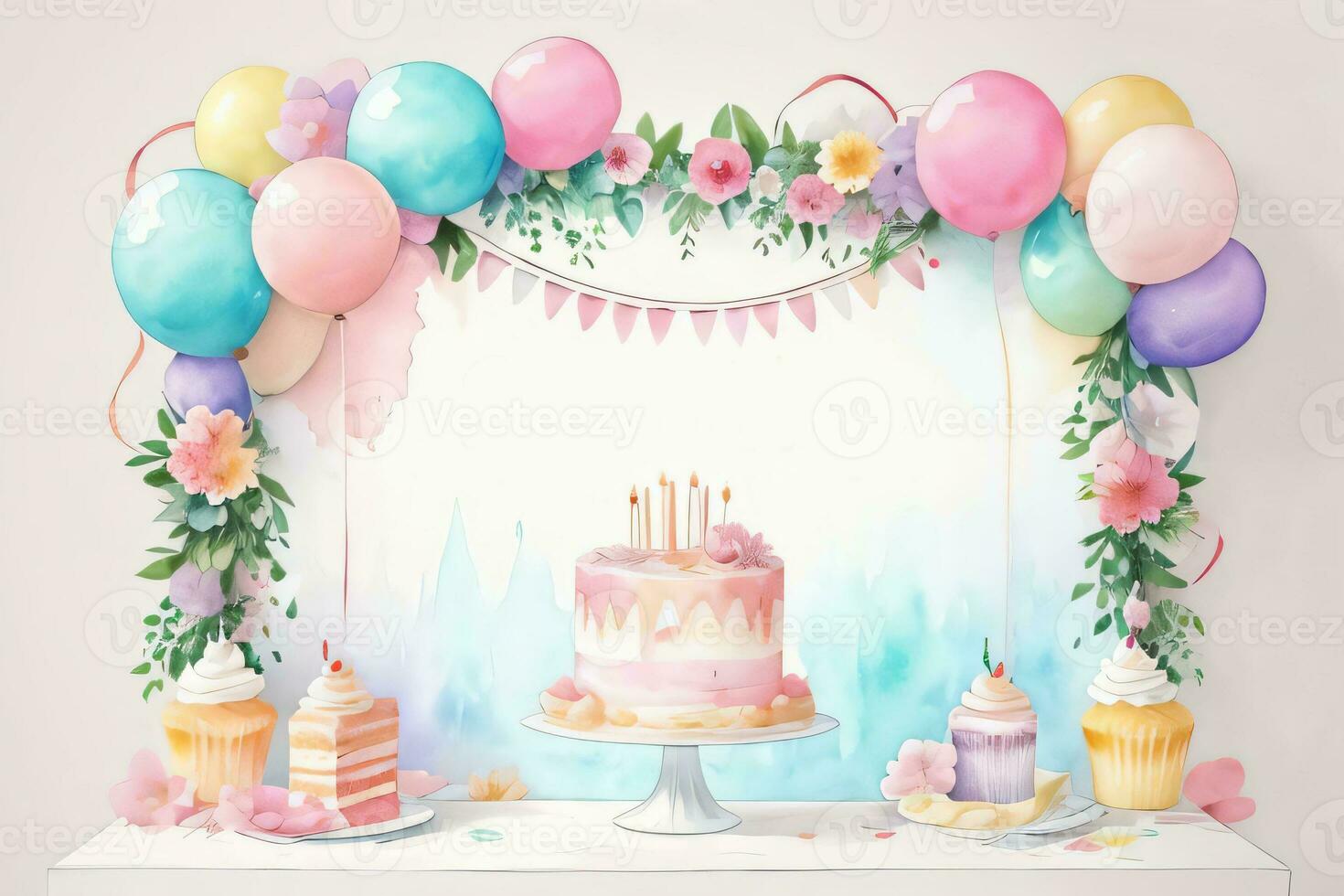 Watercolor Birthday Background photo