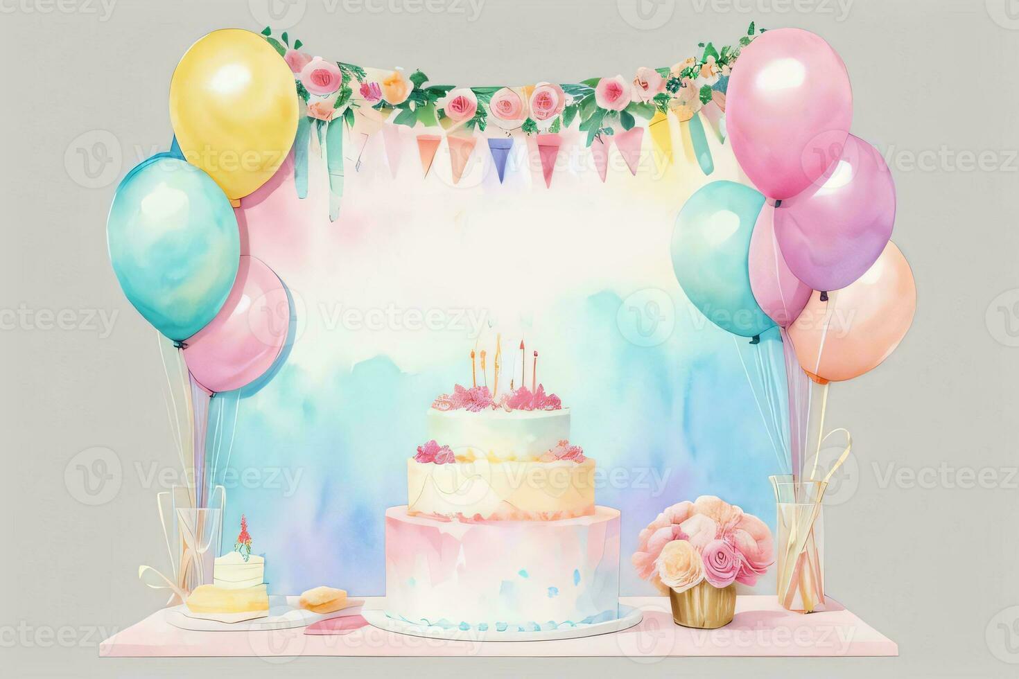 Watercolor Birthday Background photo