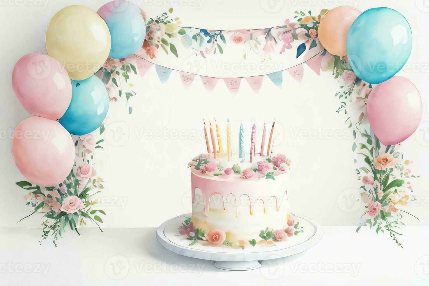 Watercolor Birthday Background photo