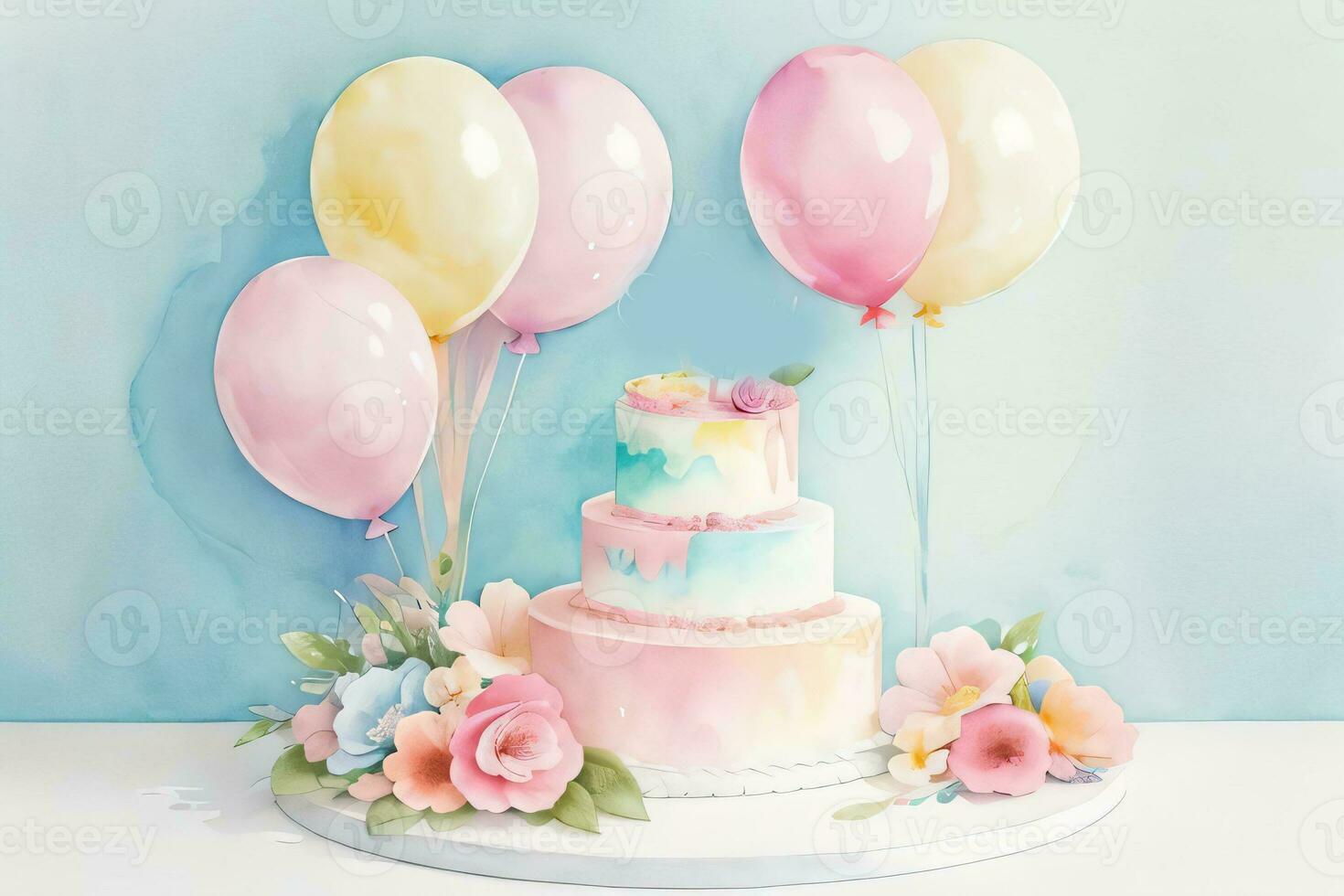 Watercolor Birthday Background photo