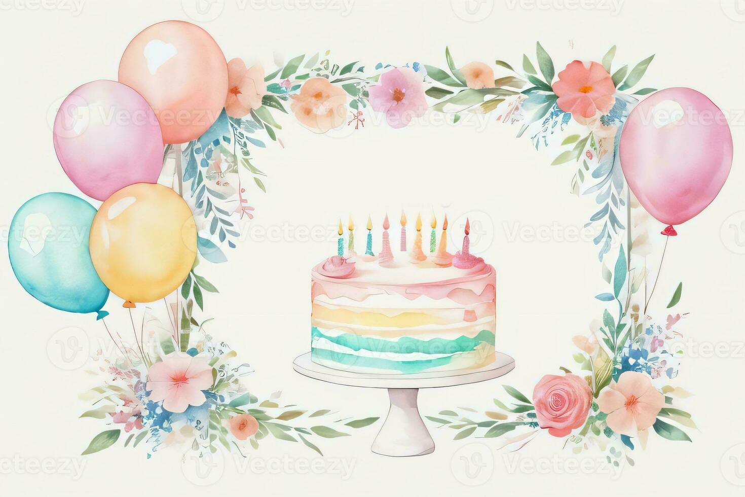 Watercolor Birthday Background photo