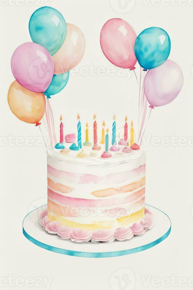 Watercolor Birthday Background photo