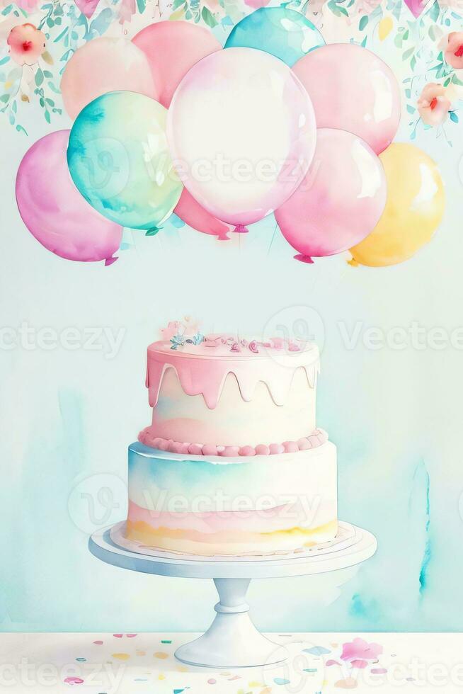 Watercolor Birthday Background photo