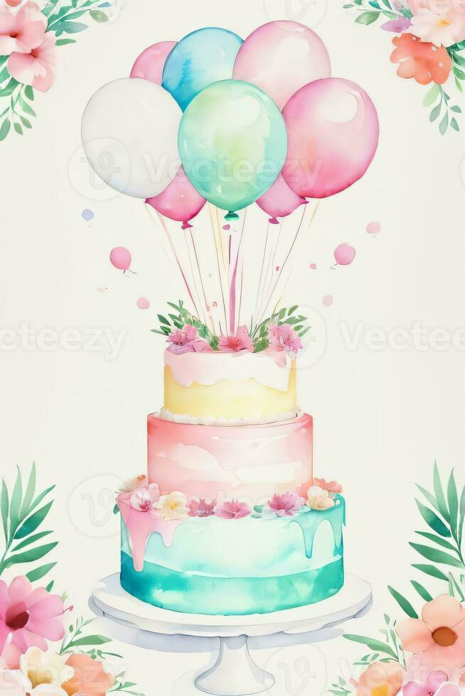 Watercolor Birthday Background photo