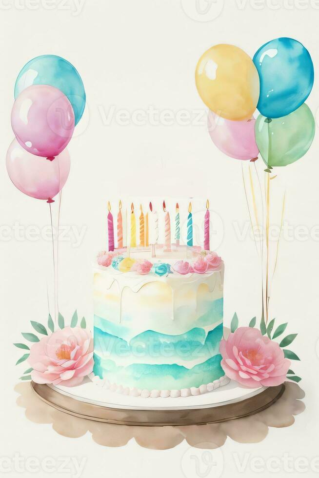 Watercolor Birthday Background photo