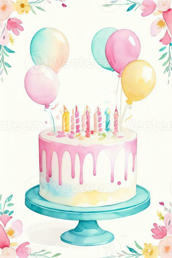 Watercolor Birthday Background photo