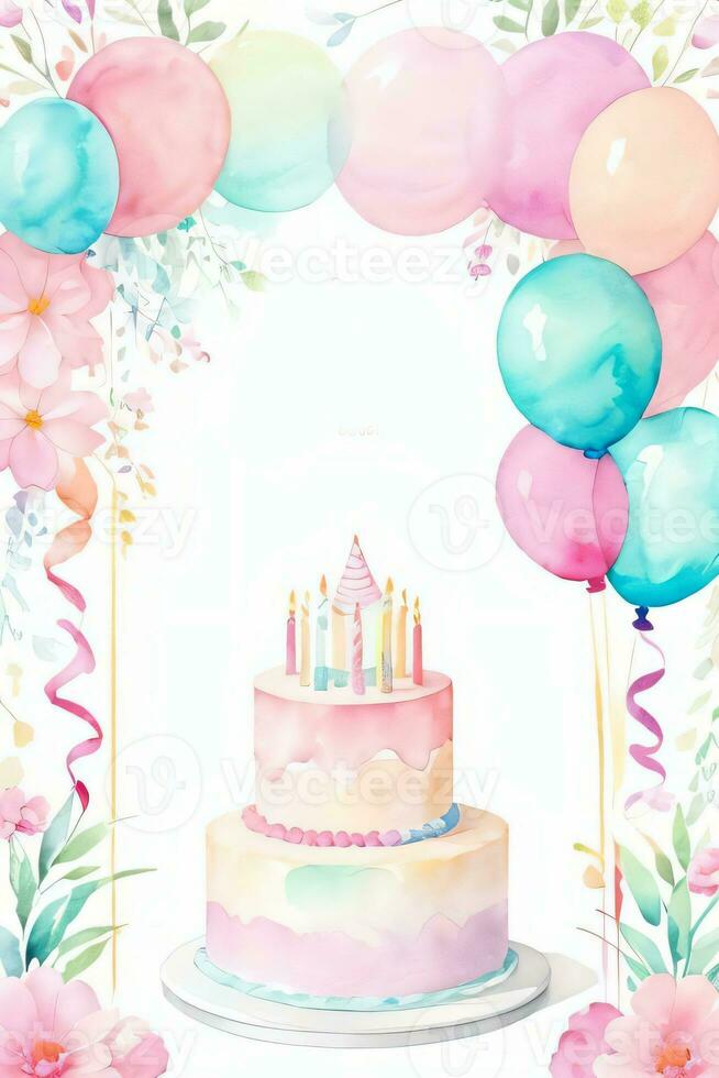 Watercolor Birthday Background photo