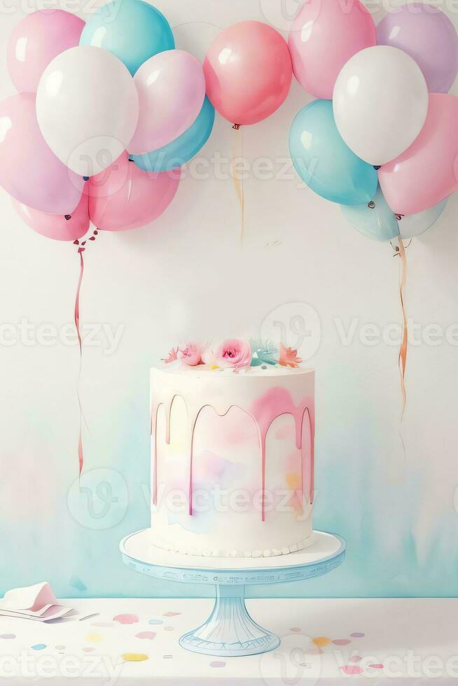 Watercolor Birthday Background photo