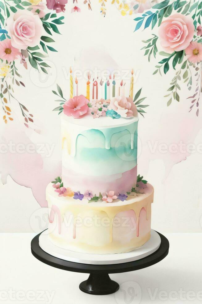 Watercolor Birthday Background photo