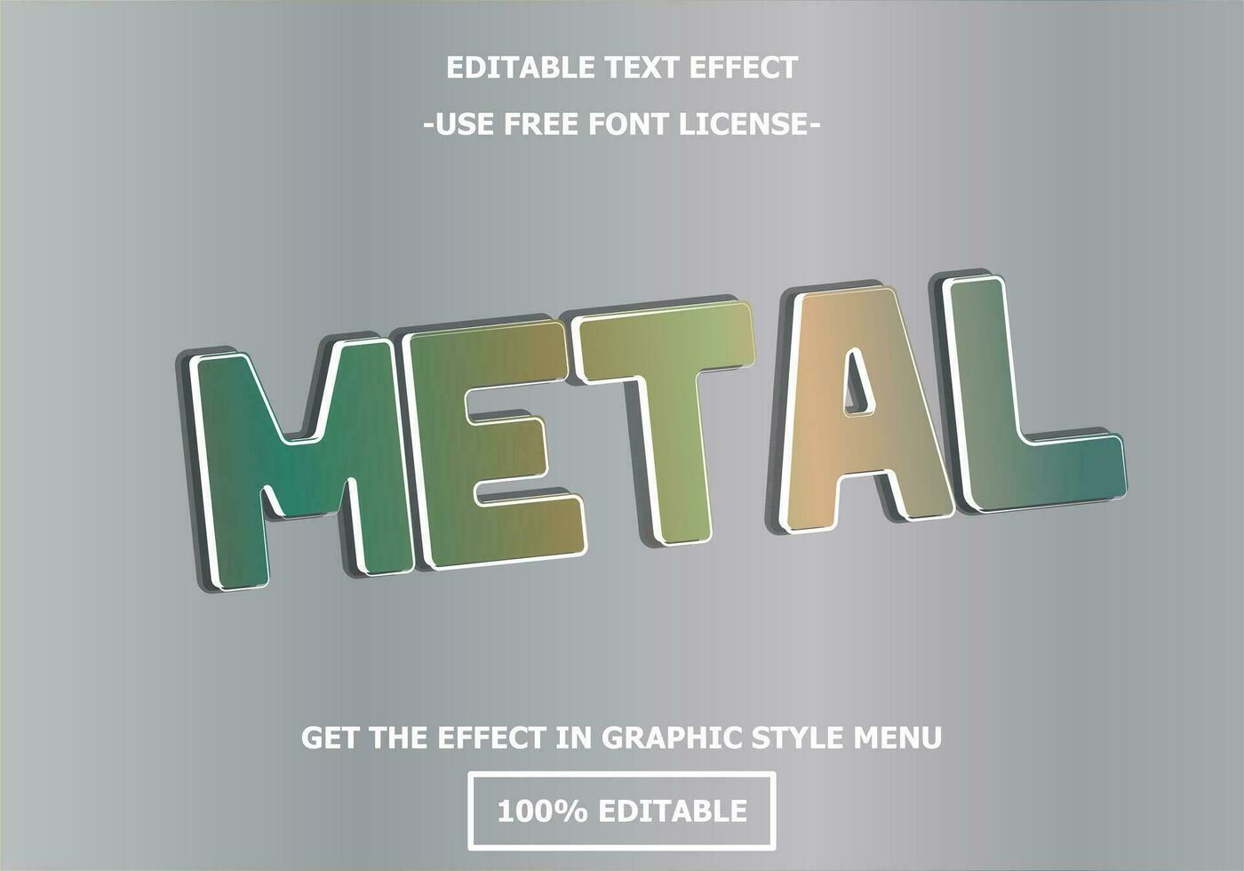 Metal 3D editable text effect template. Style premium free font license vector