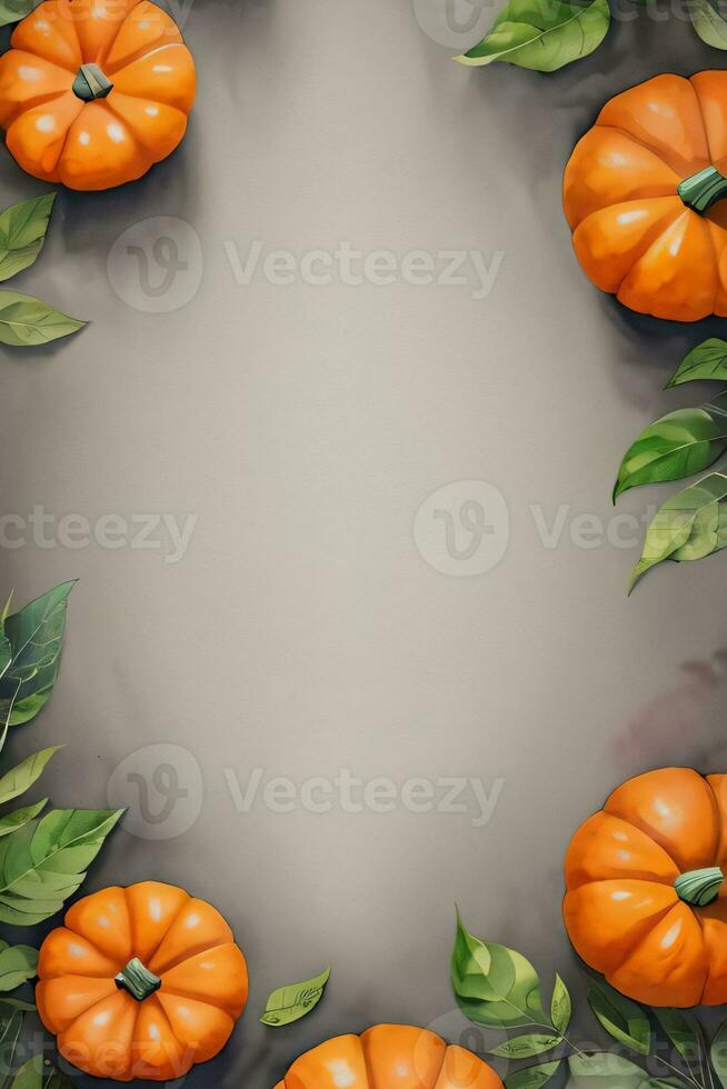 Watercolor Background For text with Pumpkins photo