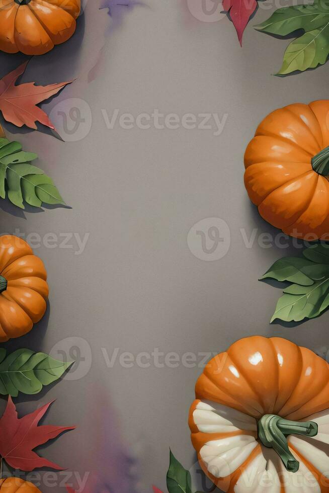 Watercolor Background For text with Pumpkins photo