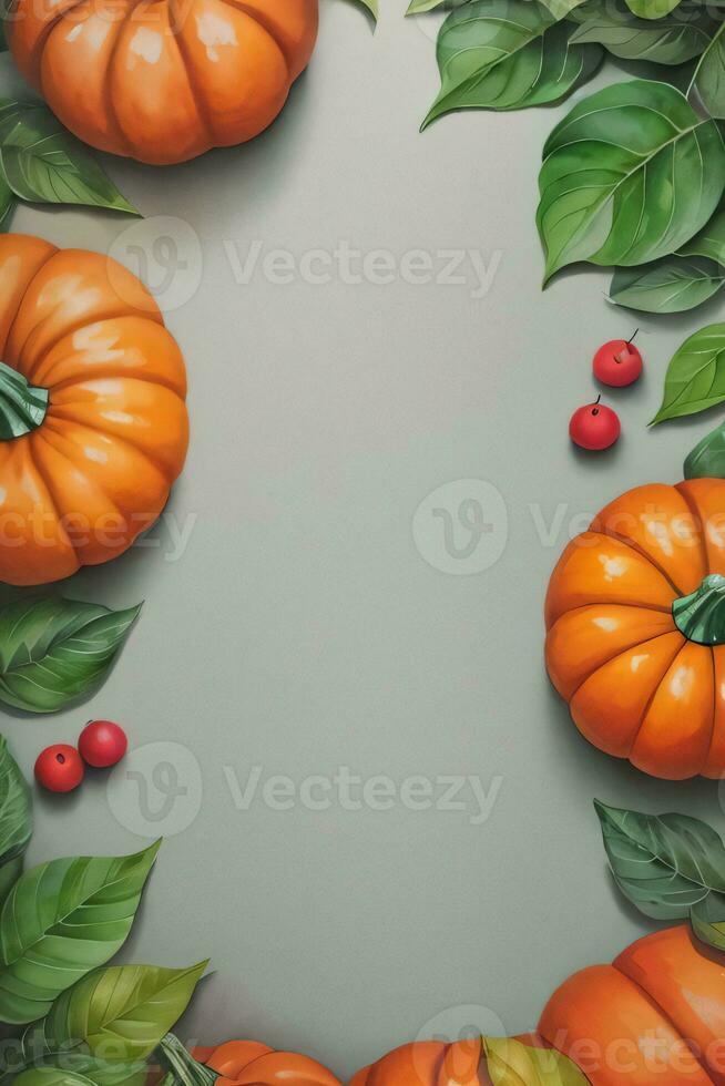 Watercolor Background For text with Pumpkins photo