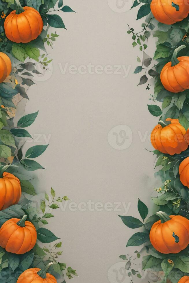 Watercolor Background For text with Pumpkins photo