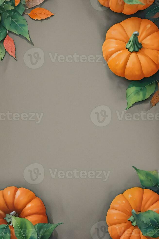 Watercolor Background For text with Pumpkins photo