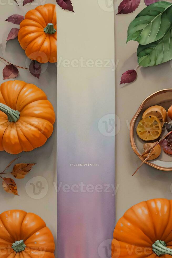 Watercolor Background For text with Pumpkins photo