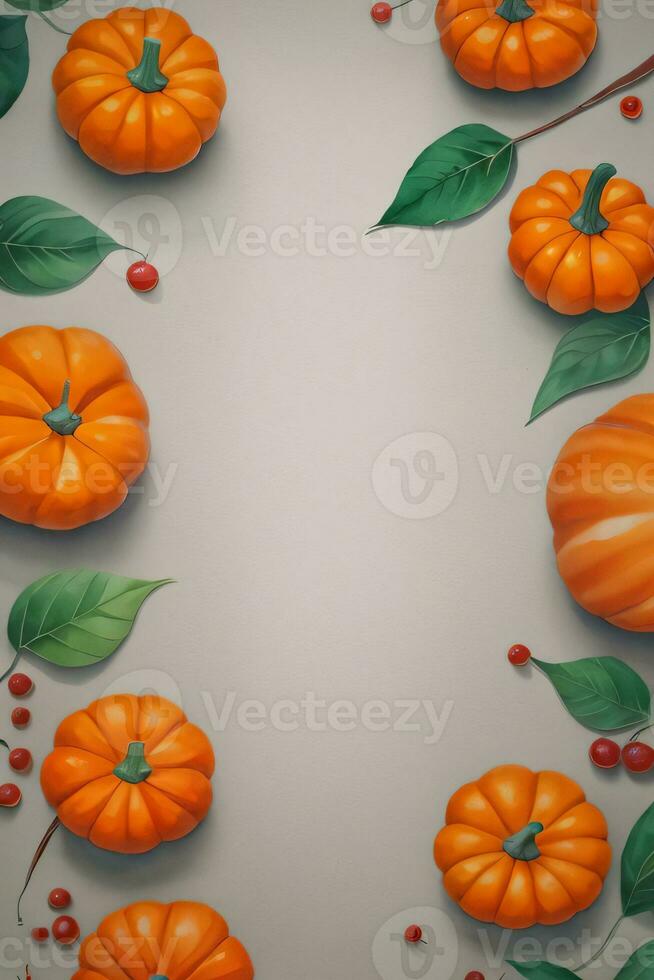 Watercolor Background For text with Pumpkins photo