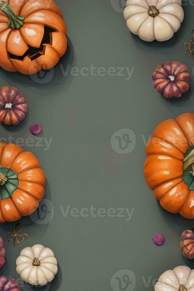 Watercolor Background For text with Pumpkins photo