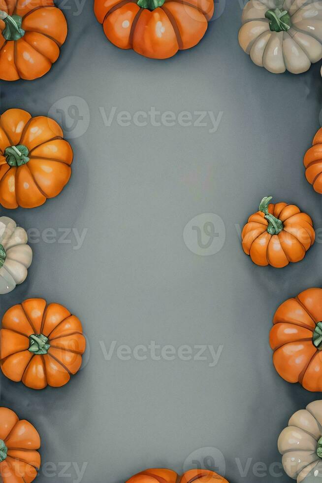 Watercolor Background For text with Pumpkins photo