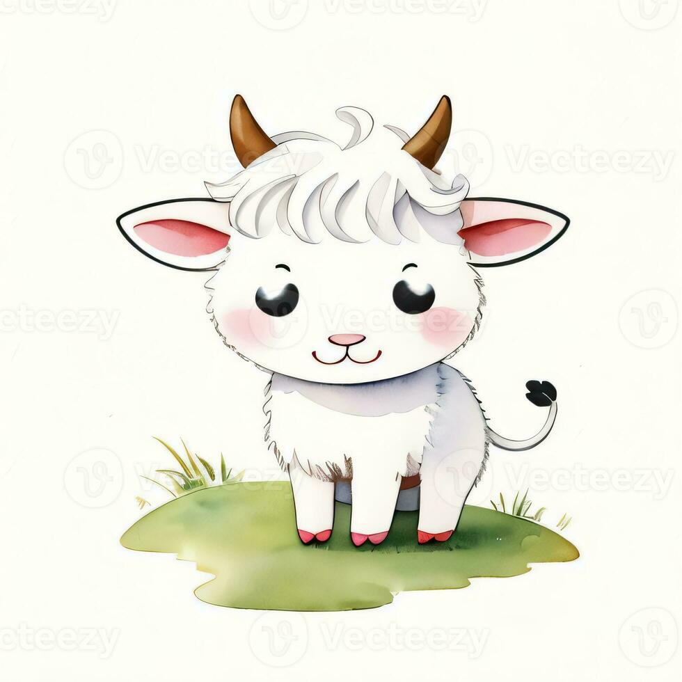 acuarela niños ilustración con linda vaca clipart foto