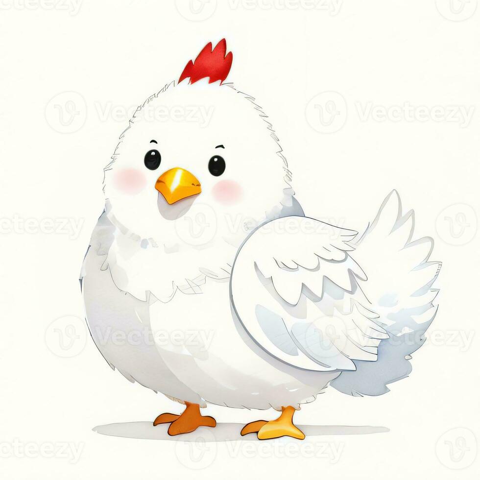 acuarela niños ilustración con linda pollo clipart foto